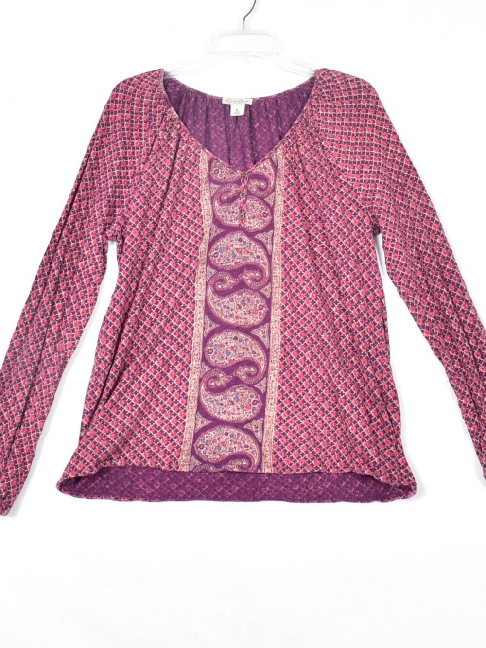 Lucky Brand Women's Boho Blouse Size XL Paisley Long Sleeve
